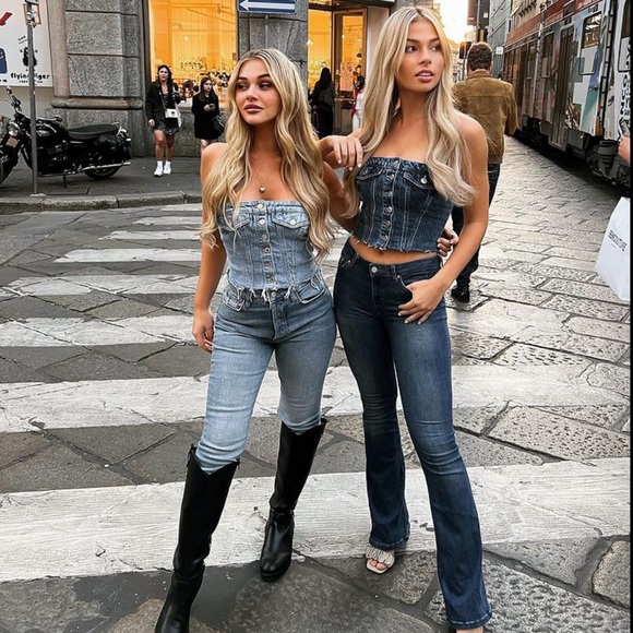 Zara Tops Nwt Zara Denim Corset Top Poshmark